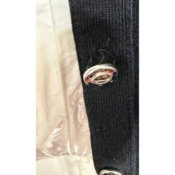 Rafaella Women's Button Up Cardigan sz M Black Beaded Cotton Office Layers - Picture 4 of 5